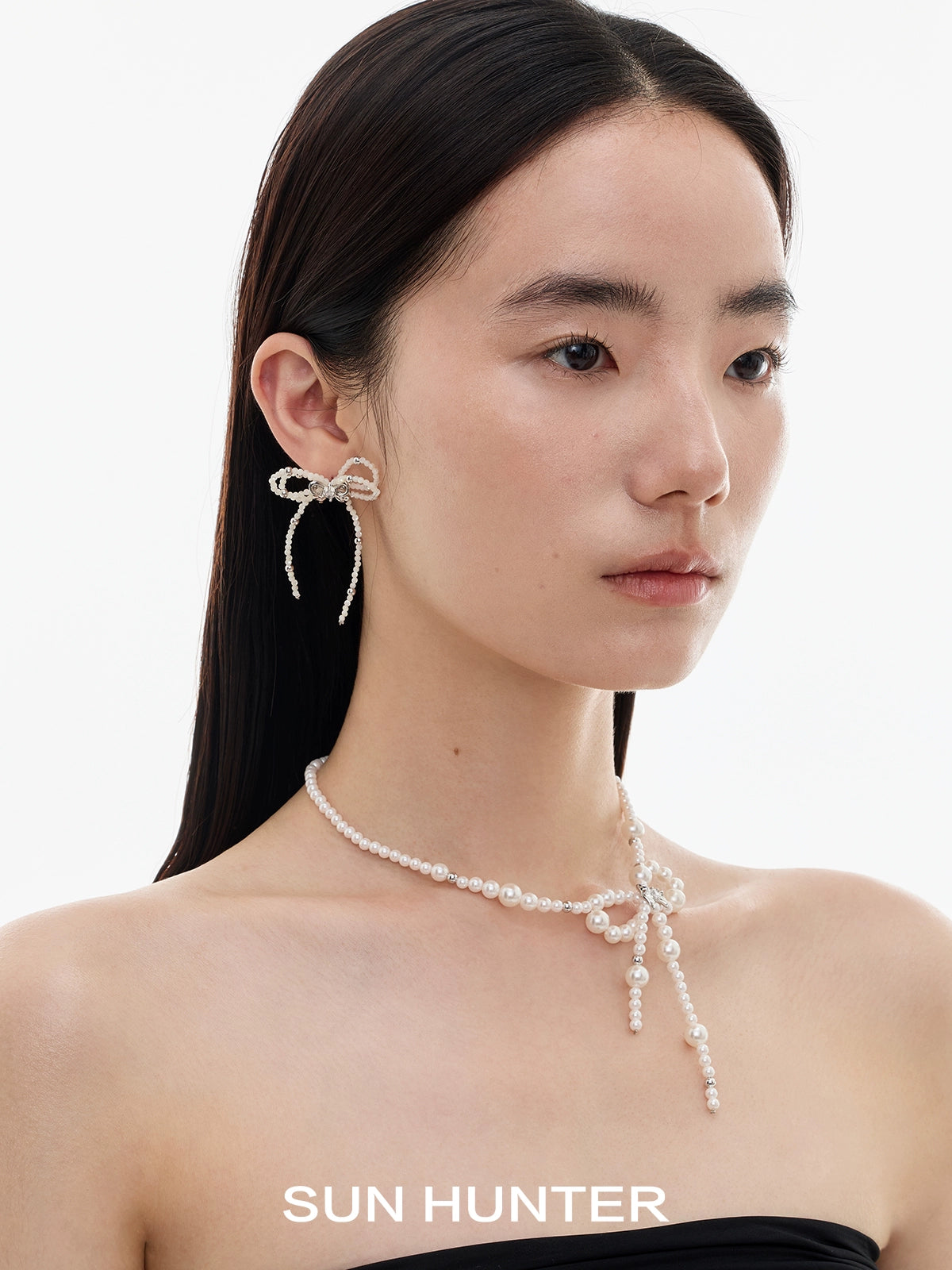 Sweet Pearl Bow Ribbon Earrings