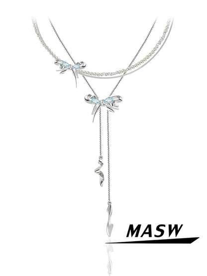 Blue Butterfly Pearl Necklace