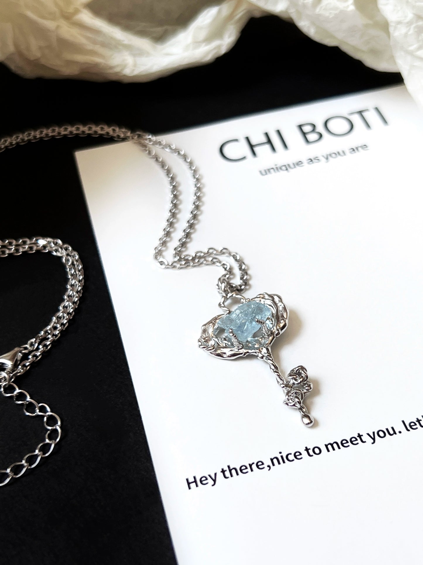 "Sky Blue Key" Aquamarine Necklace