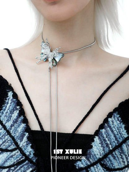 Y2K Steampunk Butterfly Necklace