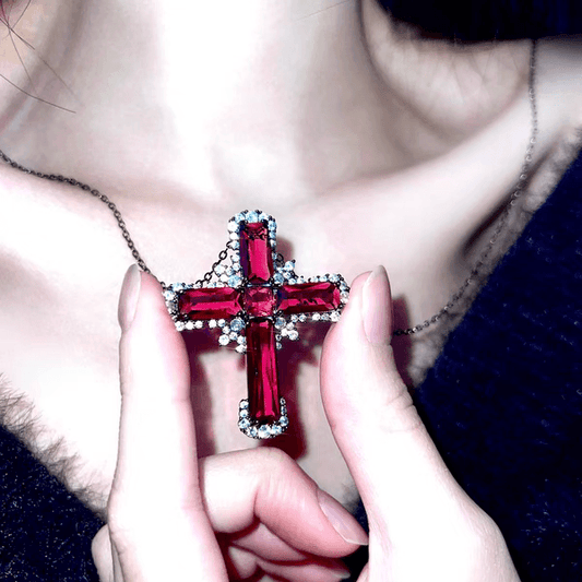 "Blood Cherry" Cross Necklace