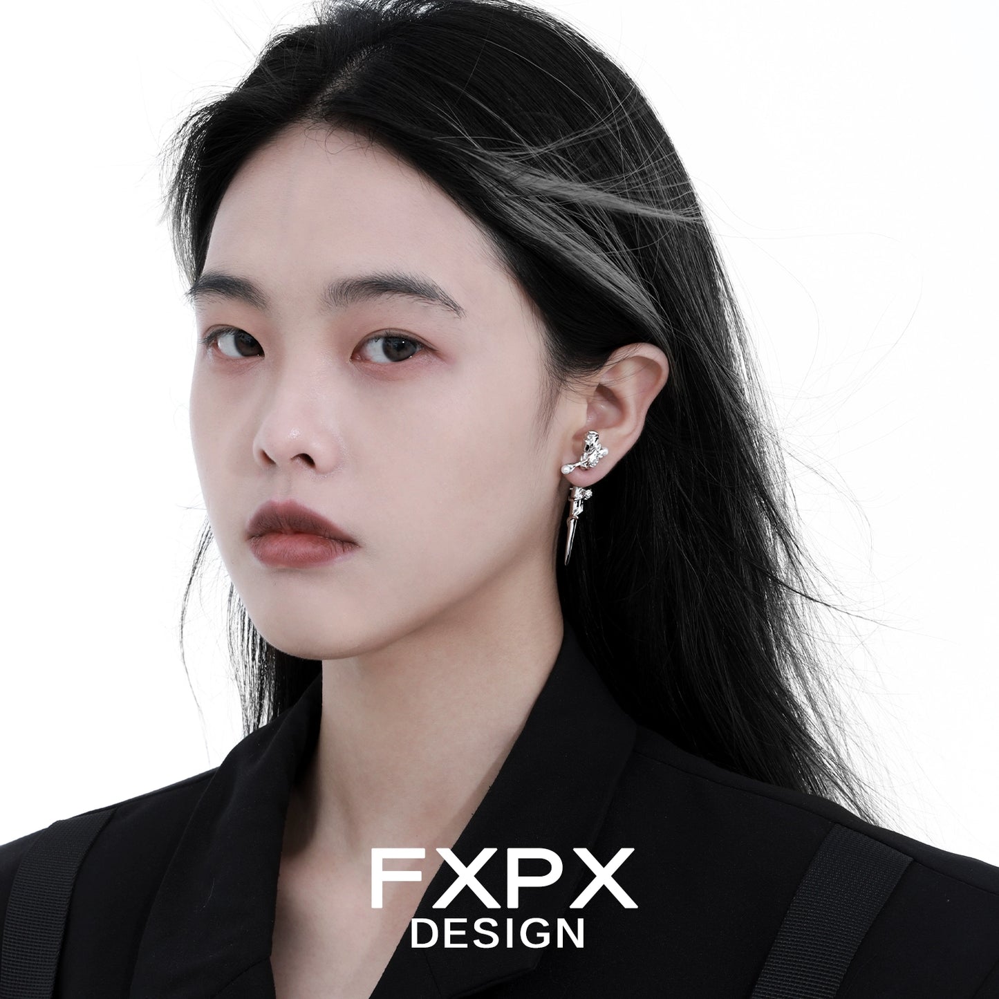 Gothic Mystic Rose Cross Earrings