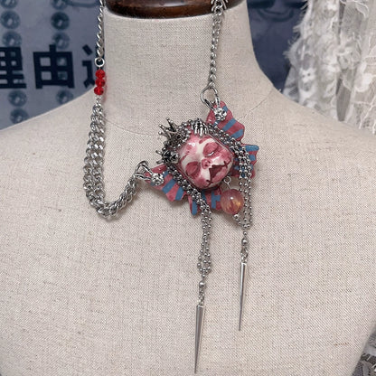 Necklaces-Ersan Tongsheng Original Handmade Clay Spice Girl Dark Butterfly Decadent Wind Doll Niche Millennium Subculture Necklace