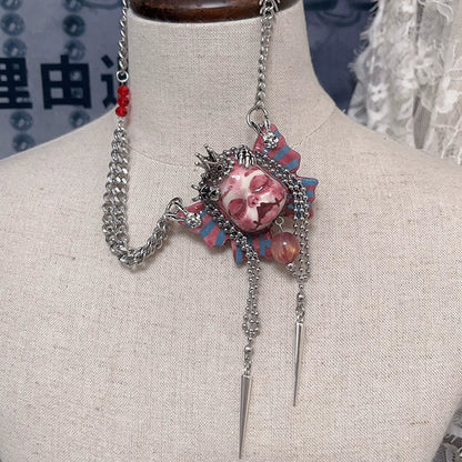 Necklaces-Ersan Tongsheng Original Handmade Clay Spice Girl Dark Butterfly Decadent Wind Doll Niche Millennium Subculture Necklace