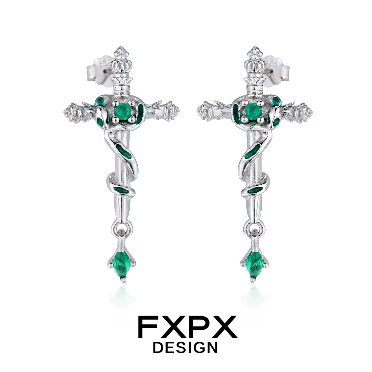 Y2K Court Girl Snake Cross Earrings