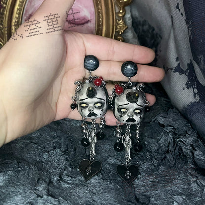 Earrings & Ear Cuffs-Ersan Tongsheng Original Design Dark Doll Sweet Cool Spice Girl Decadent Style Fashion Long Earrings Earclips