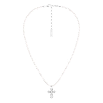 Vintage Cross Pearl Clavicle Necklace