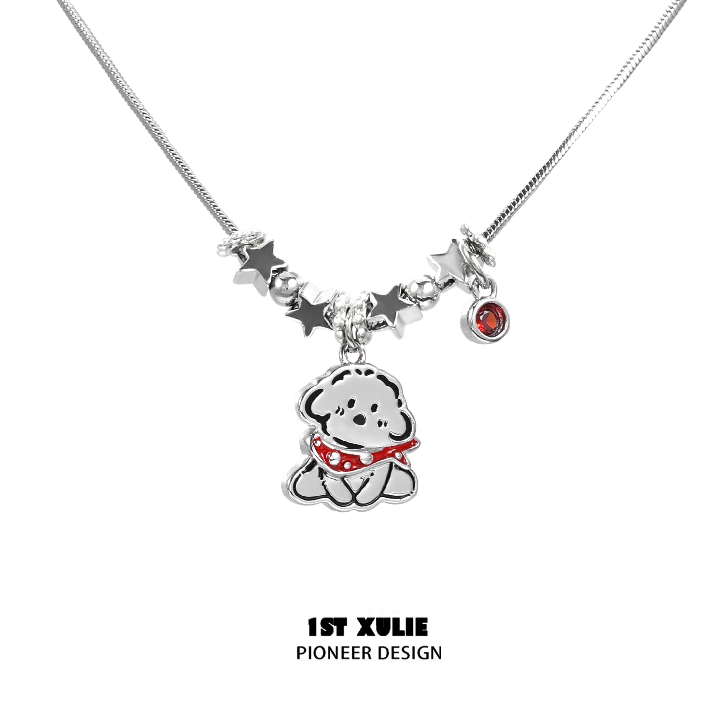 Y2K Playful Pup Red Necklace