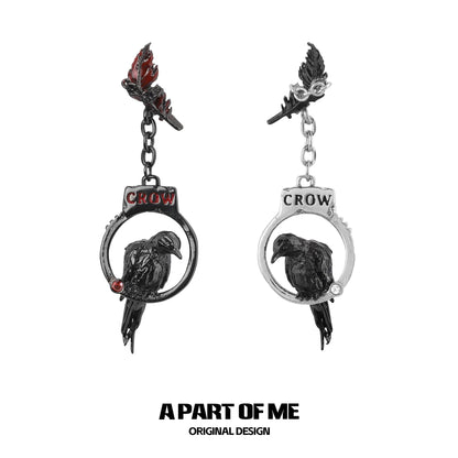 Gothic Crow Handcuff Earrings