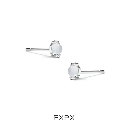 Frosted White Agate Stud Earrings