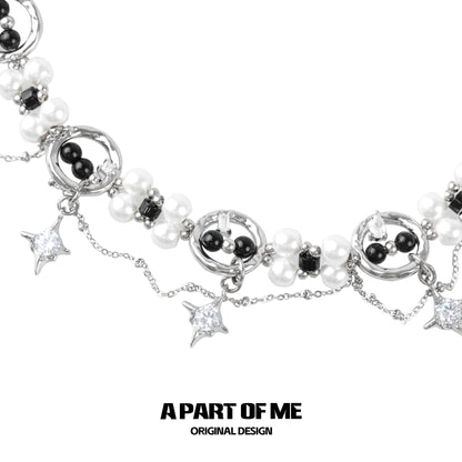 Black & White Pearl Tassel Necklace