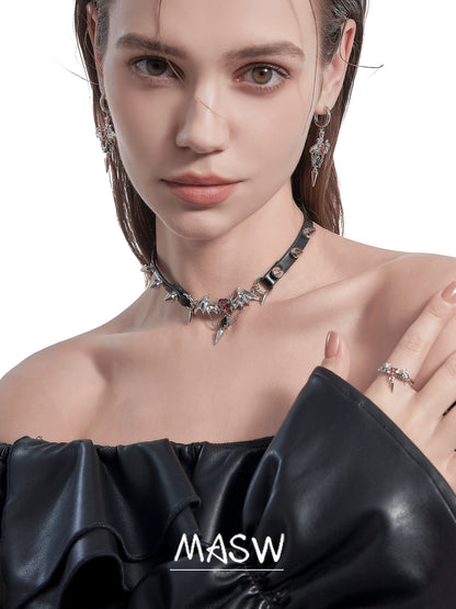 Demon Wings Leather Choker
