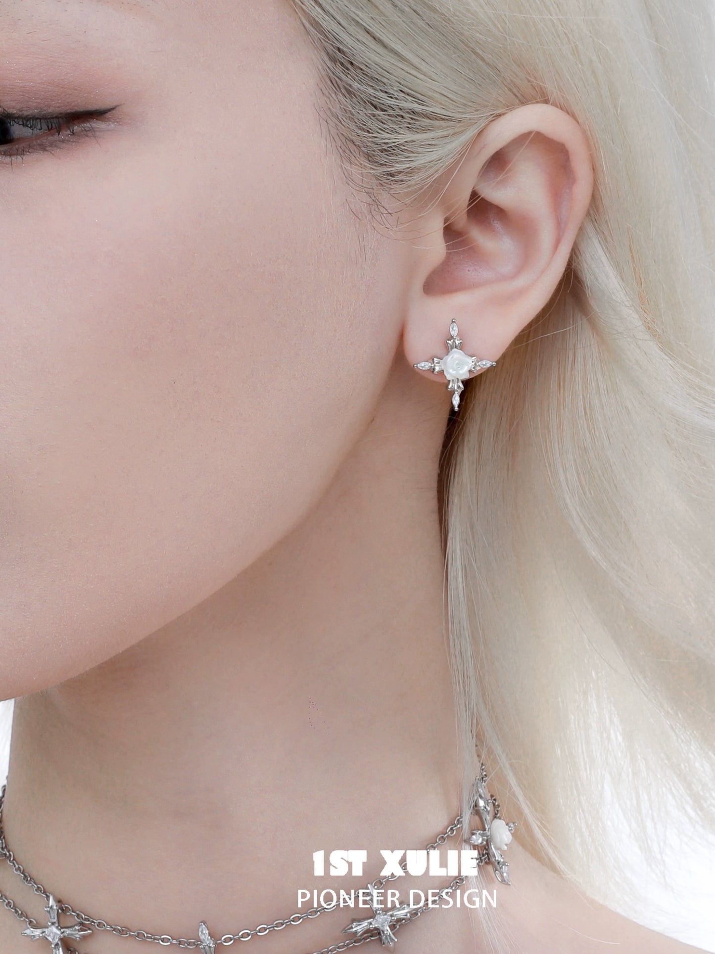 Sacred Rose Belief Cross Earrings