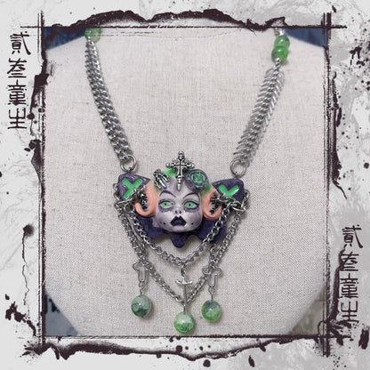 Necklaces-Ersan Tongsheng Original Handmade Cross Spice Girl Dark Metal Punk Doll Niche Millennium Subculture Necklace