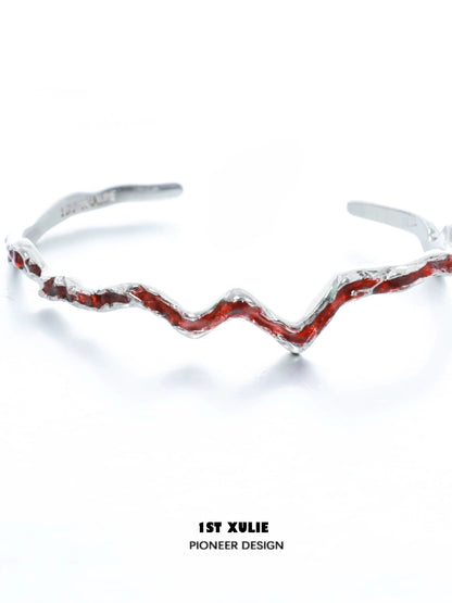 Y2K Edgy Red Silver Bracelet