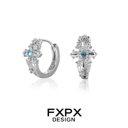 Frosted Snowflake Cross Earrings