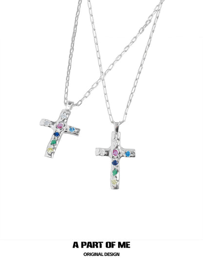 Zircon Cross Silver Necklace