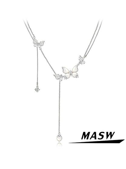 White Fritillary Butterfly Necklace