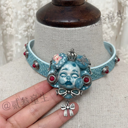 Choker-Ersan Tongsheng Original Niche Handmade Gothpunk Diablo Collar Original Design Collar Gift Design