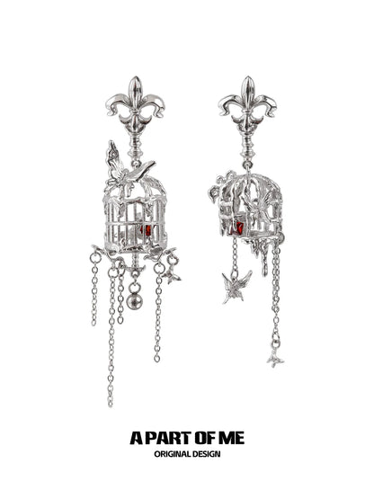 Butterfly Birdcage Tassel Earrings
