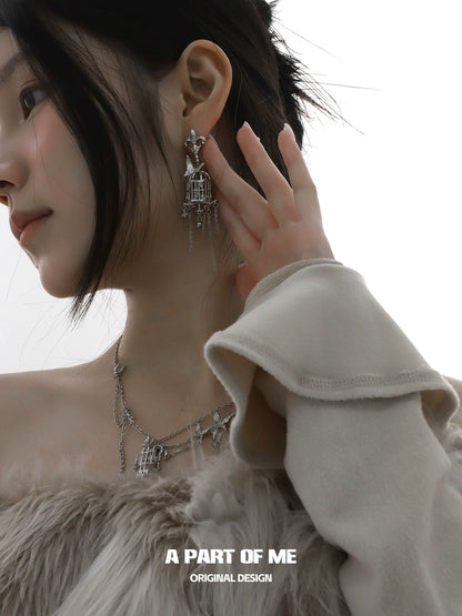 Butterfly Birdcage Tassel Earrings