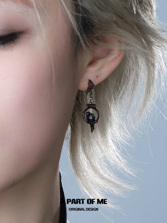 Gothic Crow Handcuff Earrings