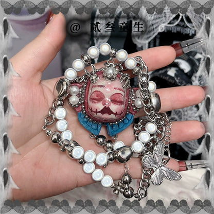 Necklaces-Ersan Tongsheng Original Design Handmade Spice Girl Dark Butterfly Decadent Wind Doll Niche Millennium Subculture Necklace