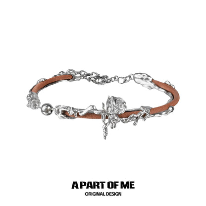 Caramel Rose Leather Bracelet