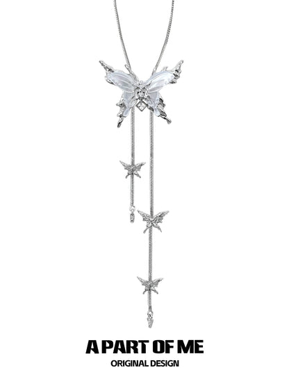 Shattered White Butterfly Necklace