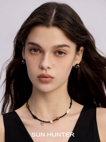 Explosive Black Agate Earrings