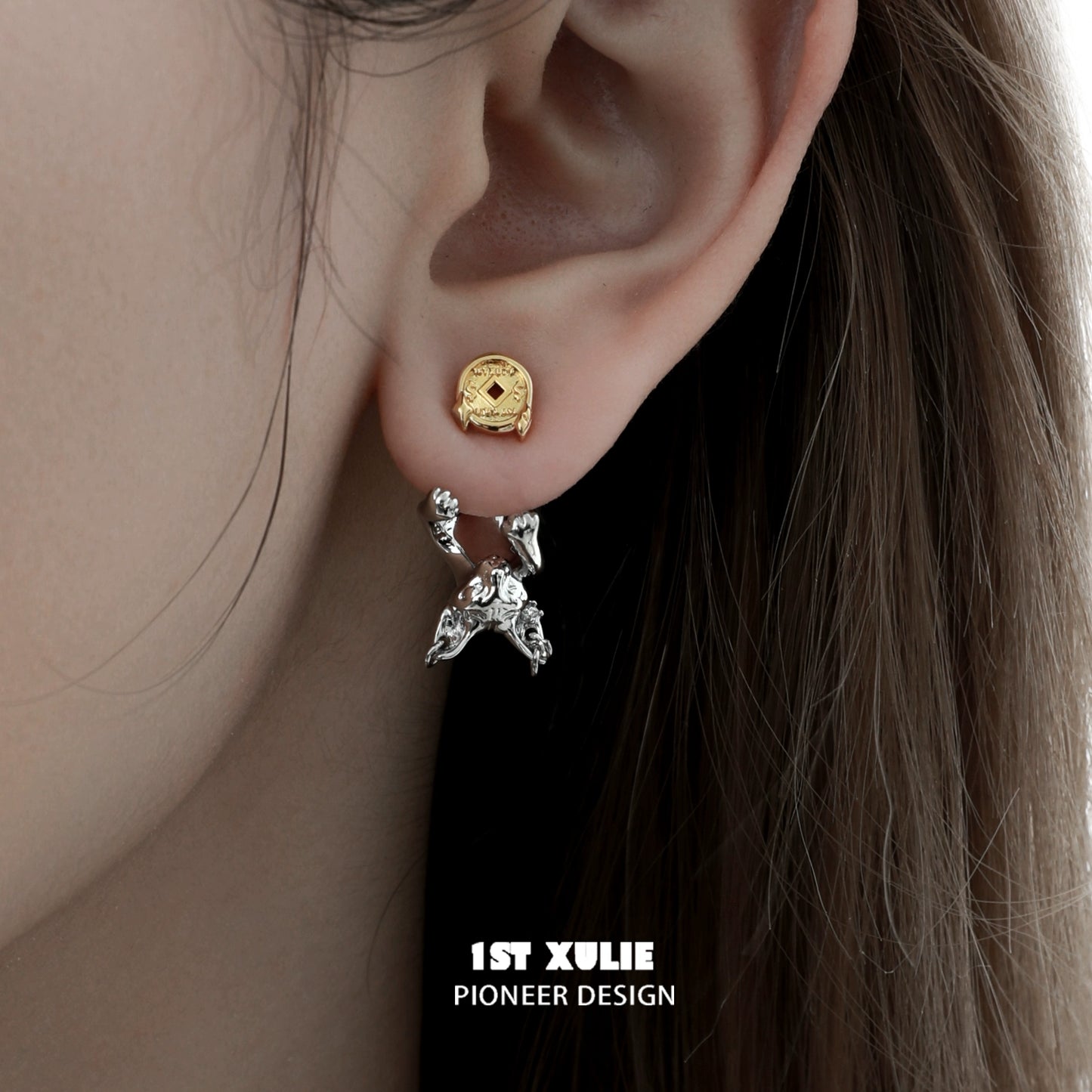 Lucky Coin Cat Stud Earrings