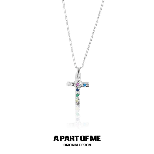 Zircon Cross Silver Necklace