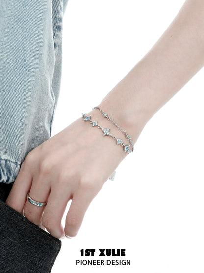 Exquisite Double-Layer Starfish Silver Bracelet