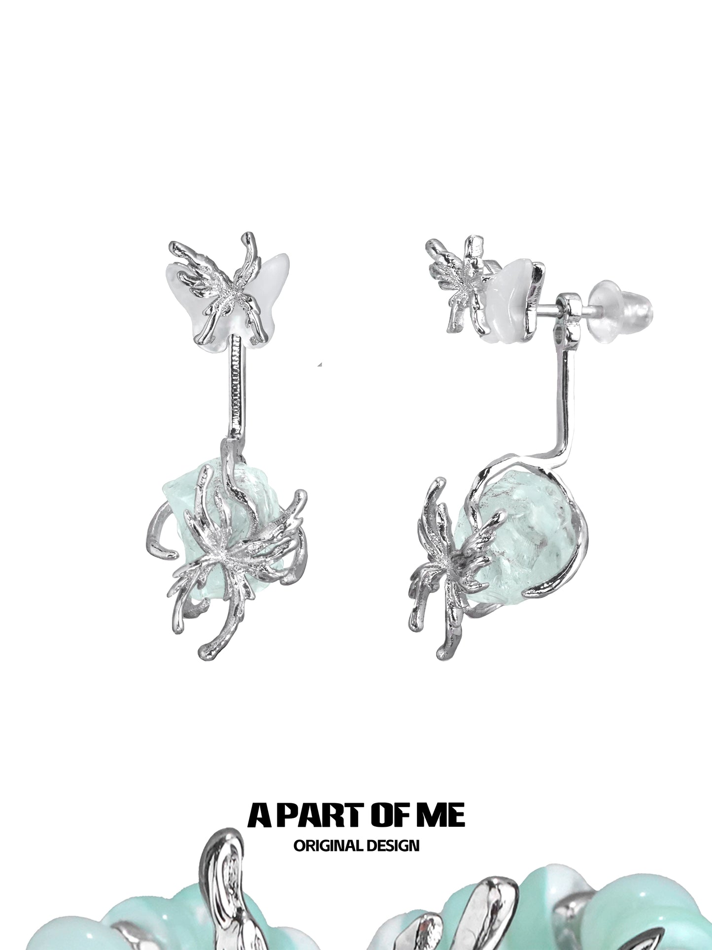 Misty Mint Butterfly Earrings