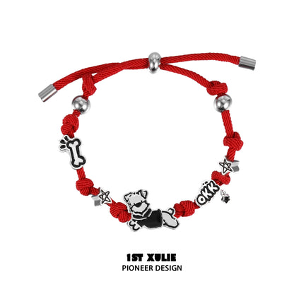 Playful Puppy Braided Couple Bracelet