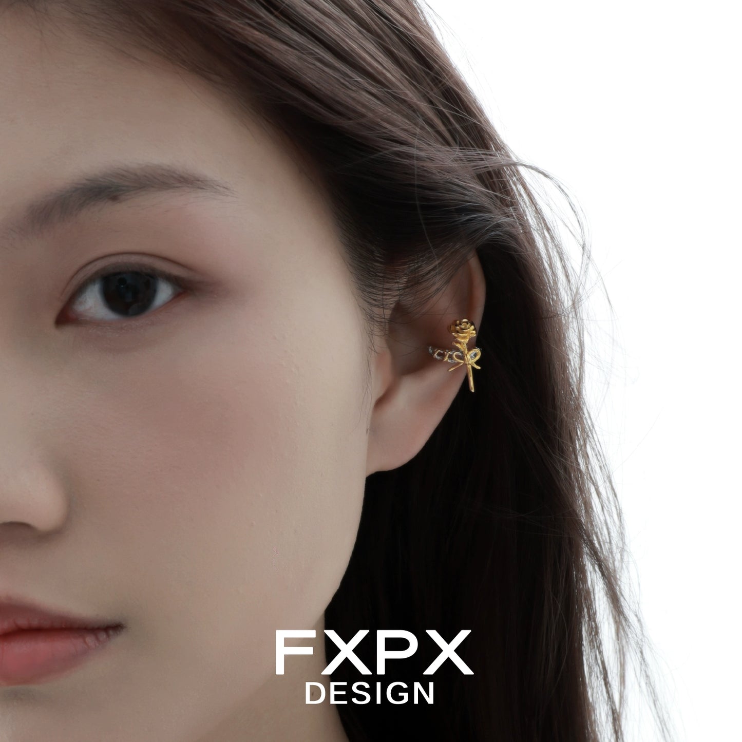 Y2K Golden Rose Ear Cuff