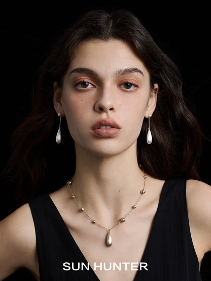 Brushed Teardrop Cocoon Earringsv