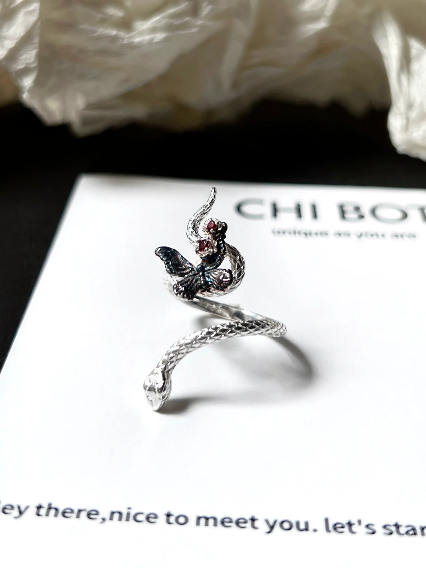 "Illusion Snake" Zircon Ring