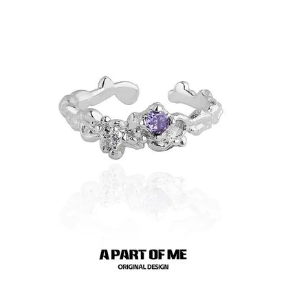 Purple Zircon Wave Rings