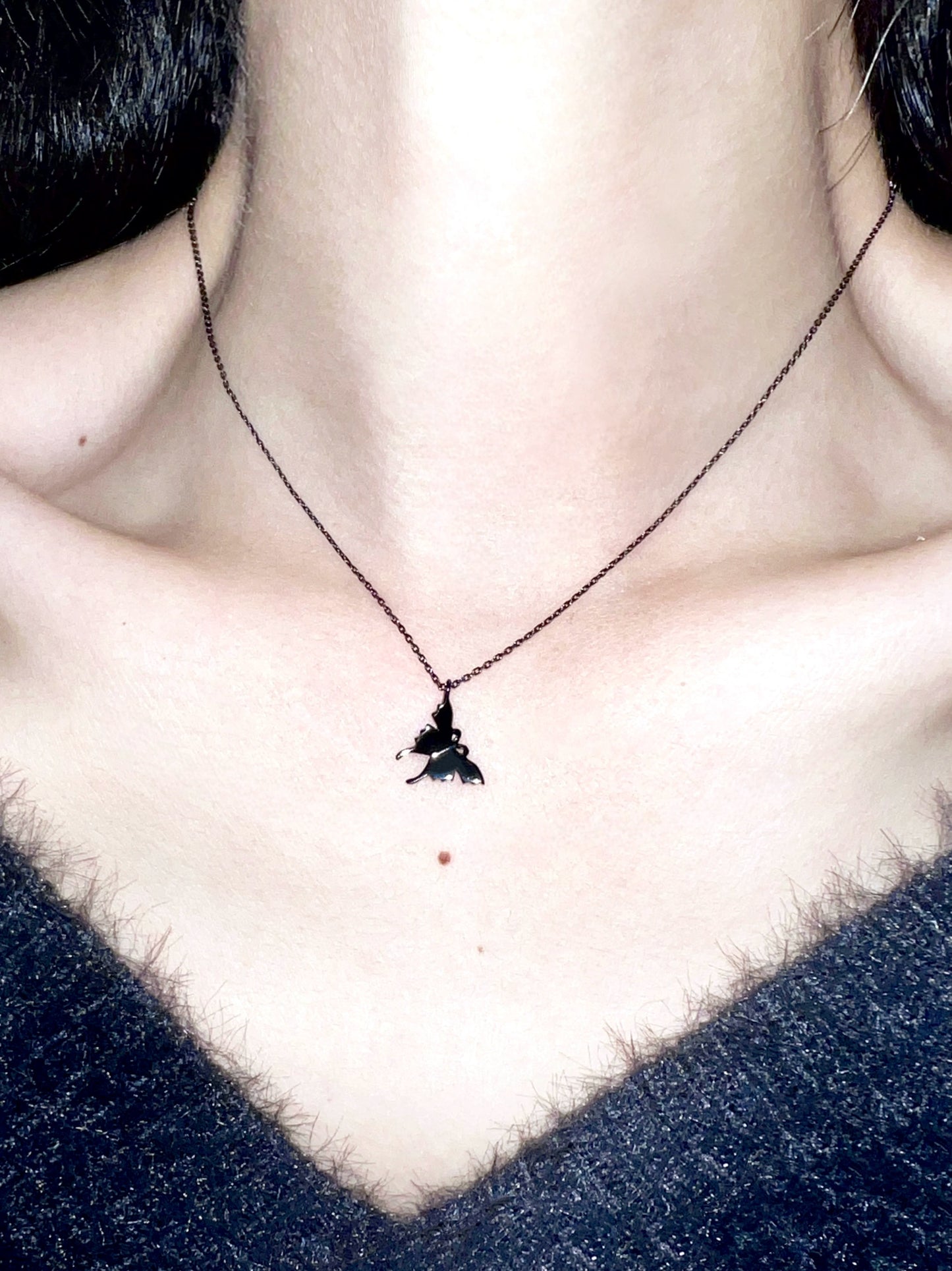 "Shadow Butterfly" Black Gold Necklace