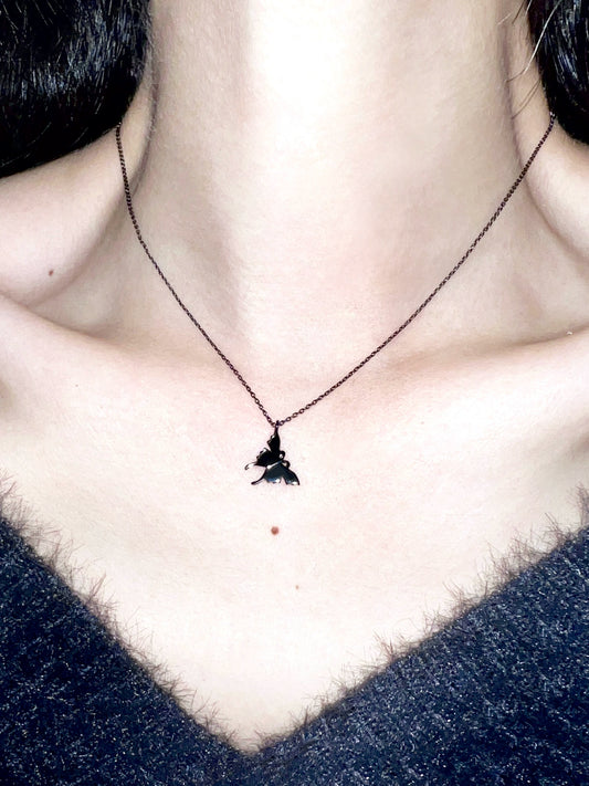"Shadow Butterfly" Black Gold Necklace