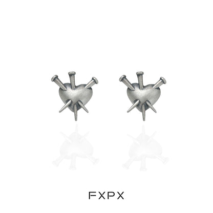 Vintage Punk Love Silver Earrings