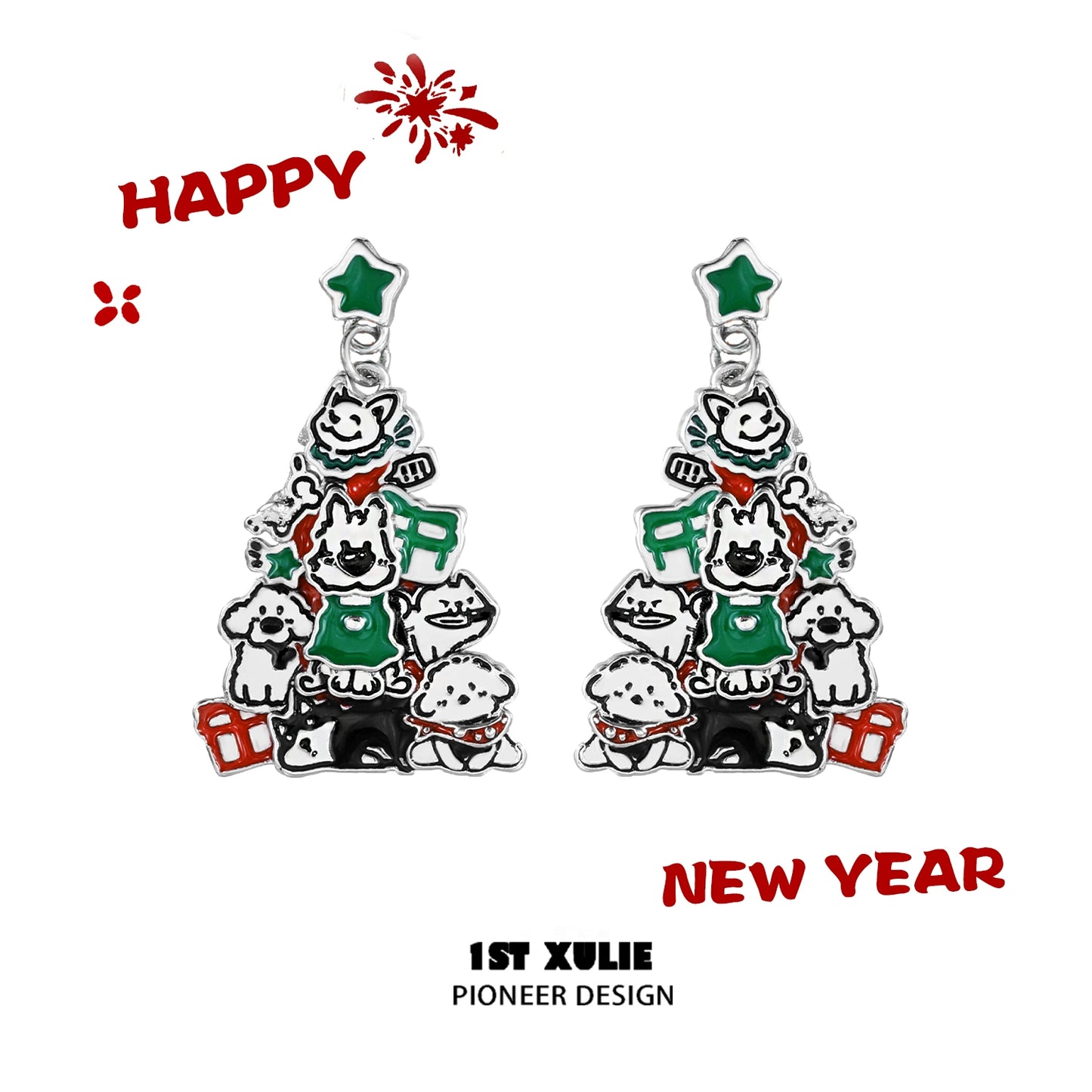 Christmas Happy Pup Earrings