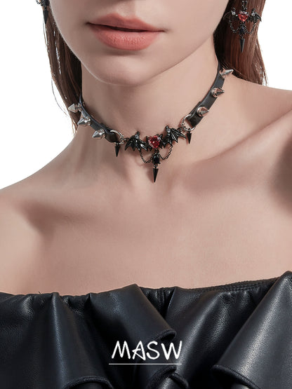 Demon Wings Leather Choker