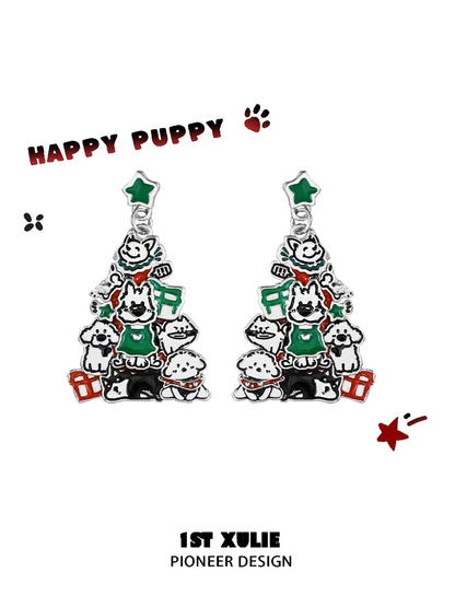 Christmas Happy Pup Earrings