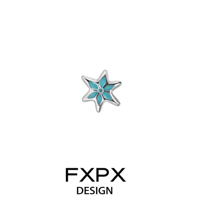 Blue Snow Screw Earrings