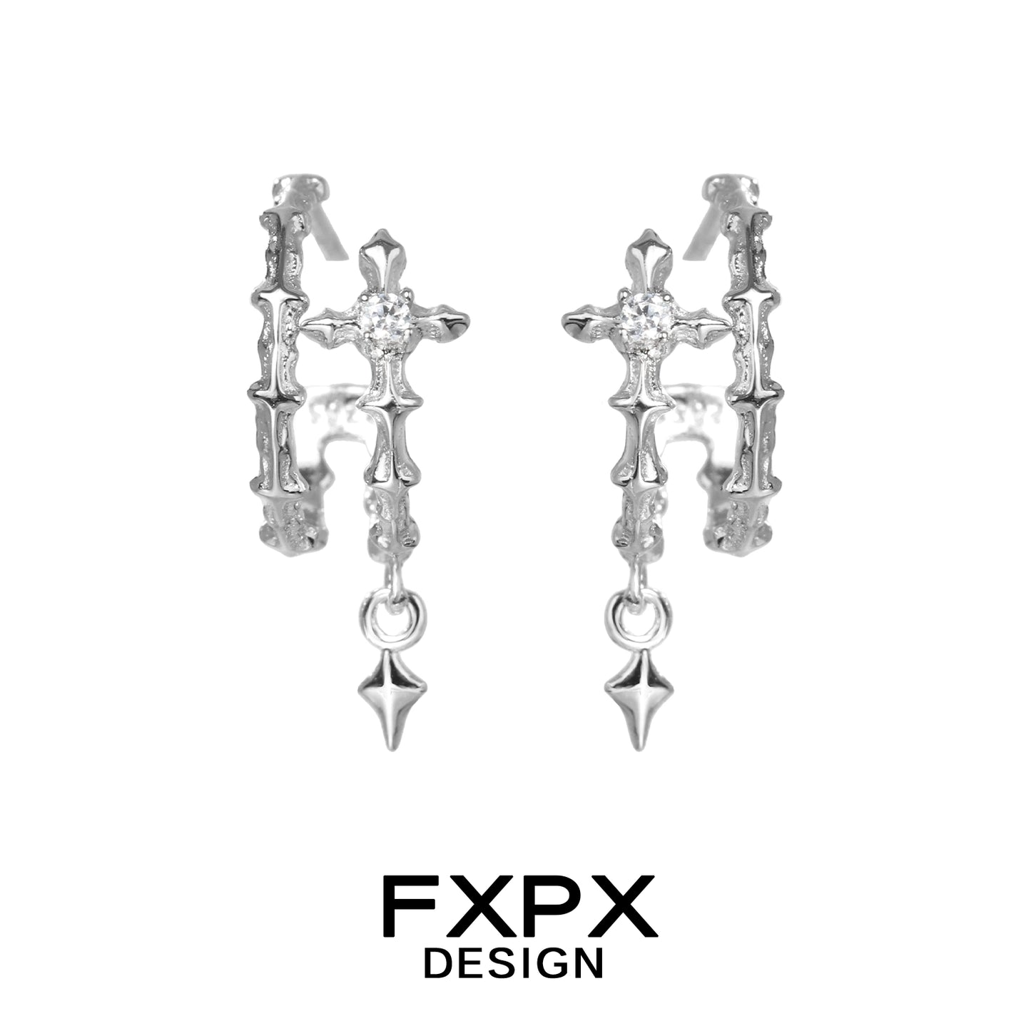 Geometry Frozen Silver Earrings