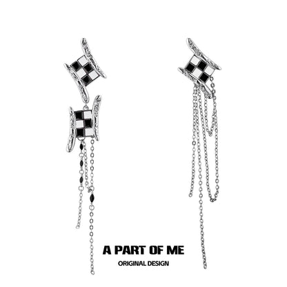 Chessboard Tassel Earrings