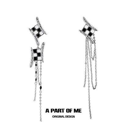 Chessboard Tassel Earrings