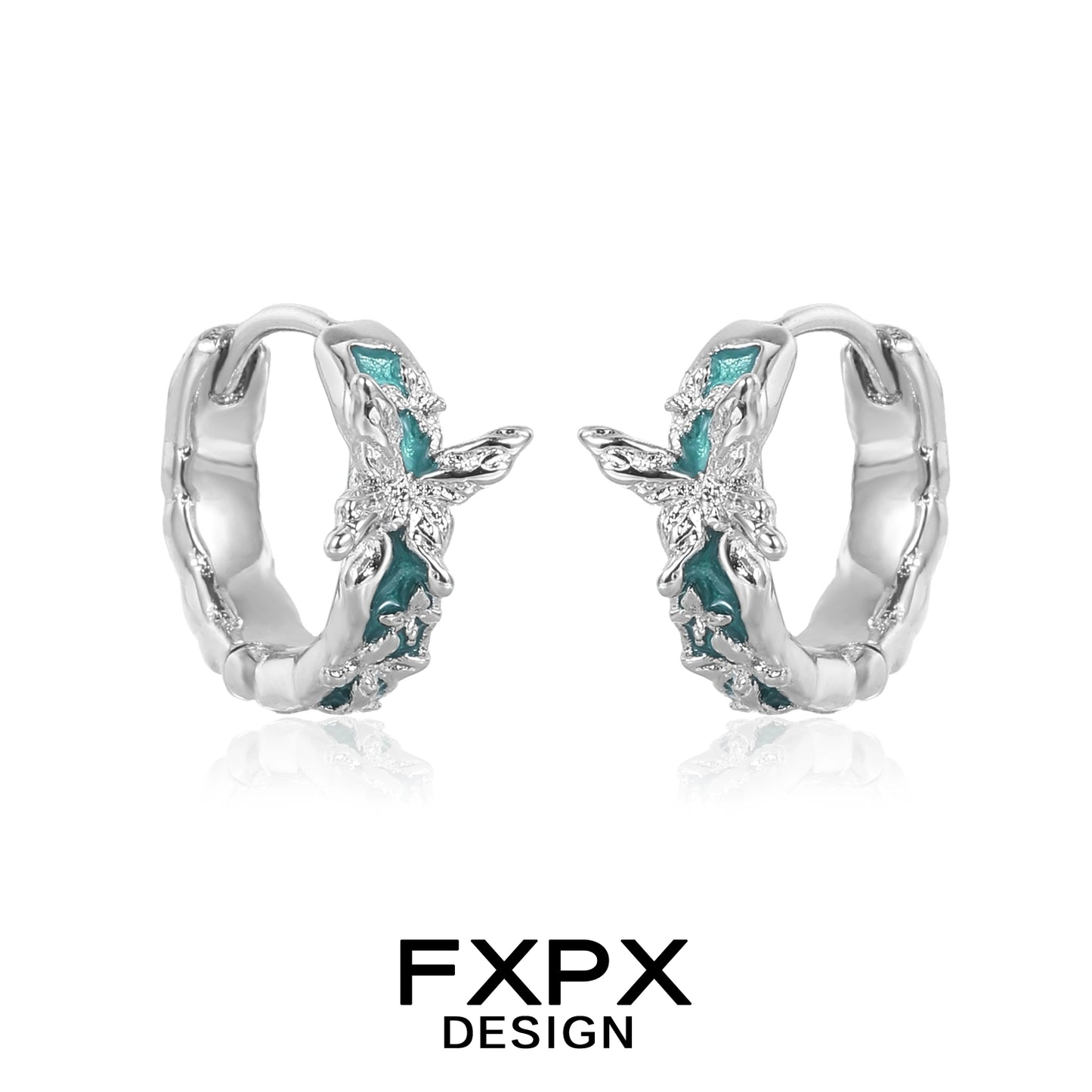 Crimson & Mint Butterfly Earrings